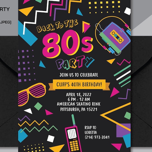 80's Party Invitation 80s Birthday Party Theme 80s Retro | Etsy