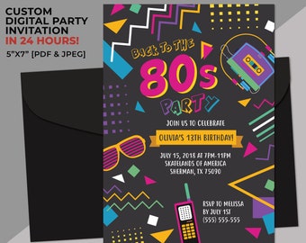 Invito alla festa anni '80, tema festa di compleanno anni '80, invito compleanno retrò anni '80, tema festa retrò anni '80, festa di compleanno di ritorno agli anni '80