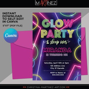 Glow Party, Glow in the Dark Party, Glow Sleep Over Party, Glow in the Dark Birthday, Neon Party, Glow Slumber Party, Sleep Over Party