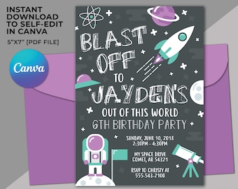 Outer Space Party, Astronaut Birthday Party, Outer Space Birthday Party, Space Birthday Party Invitation, Astronaut Birthday, Rocket Party