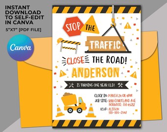 Verjaardagsuitnodiging bouw, bouwfeest, uitnodiging voor feest dumptruck, uitnodiging bouw, verjaardag vrachtwagens thema, dumptruck
