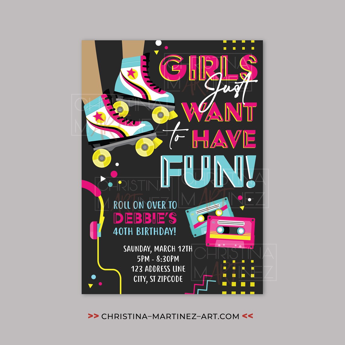 Skate Party, 80s Party, 80s Retro Skate, Roller Skate, Skate Birthday