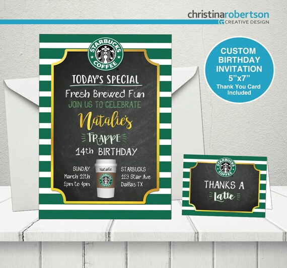 Starbucks Parti Starbucks Theme Danniversaire Invitation Etsy