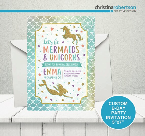 Mermaids and Unicorns Theme Magical Birthday Party Mermaids Etsy
