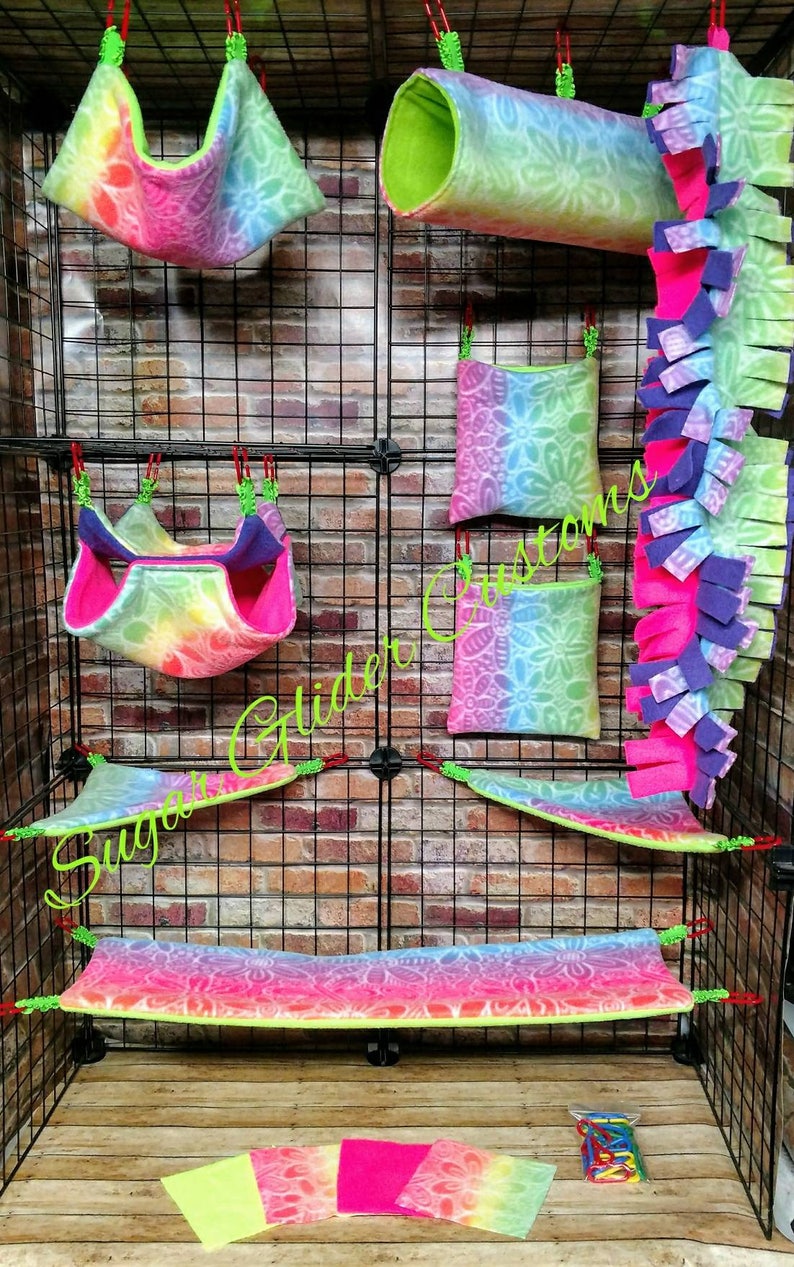 Sugar glider set rainbow ombre suggie bedding sugar glider ...