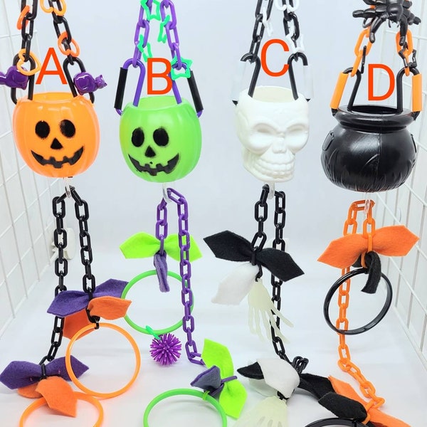 Halloween monsters pulley toy, foraging toy and reset toy, pumpkin, skull, kettle, interactive toy, marmosets,christmas gifts