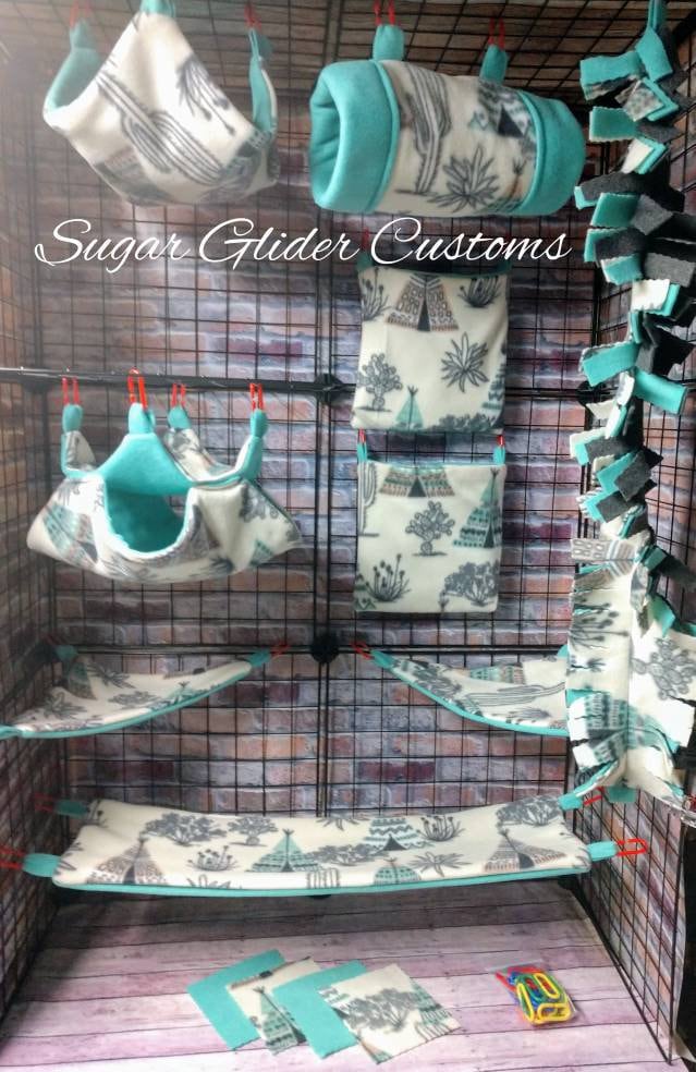 Sugar Glider Fleece Cage Set For Sugar Gliders & Marmosets