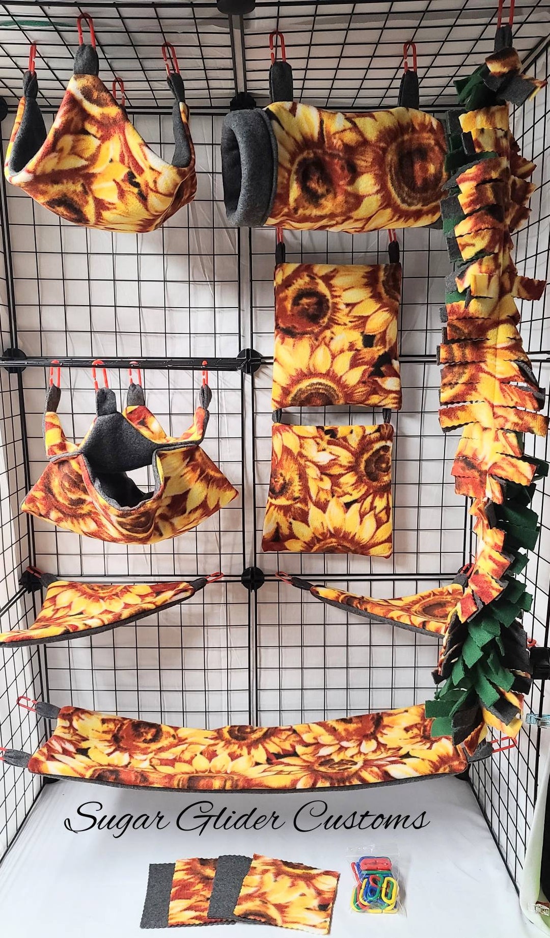 Sugar Glider Set, Sunflowers,suggie Bedding, Sugar Glider Set, Marmoset
