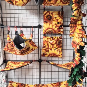 Sugar glider set, sunflowers,suggie bedding, sugar glider set, marmoset set, rat set, glider accessories, holiday gifts, christmas gifts