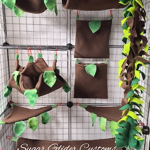 Sugar glider set, Ready to ship, jungle brown, suggie bedding, marmoset set, rat set, glider accessories, holiday gifts, christmas gifts