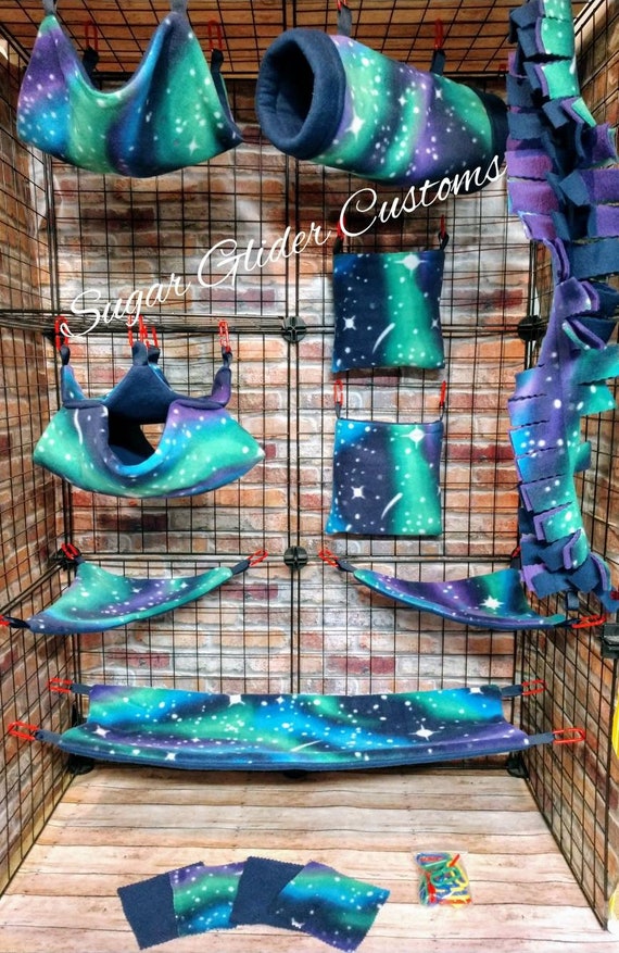 Northern Lights 13 Piece Sugar Glider Cage Set Suggie