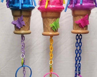 Ice Cream Cone Pulley Toy, Enrichment Toy, foraging toy, small animals toy, sugar glider toys, marmoset toys, christmas gifts