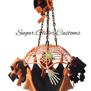Spider Web Sleeper Toy Orange,sugar glider toy, Suggie Hammock, climber toy, for sugar gliders, flying squirrel, short tailed opossum