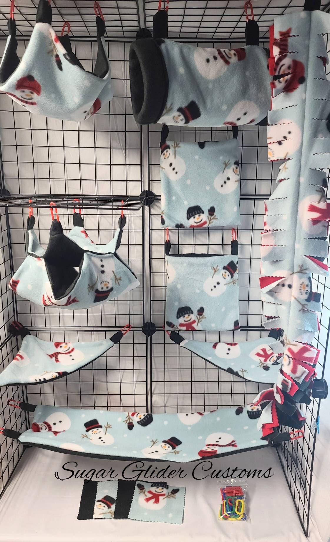 Sugar Glider Set READY TO SHIP Snowmen Suggie Bedding Sugar
