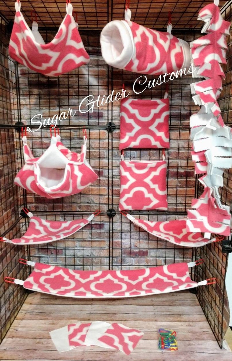 Dark Pink Moroccan 13 Piece Sugar Glider Cage Set Suggie Image 0