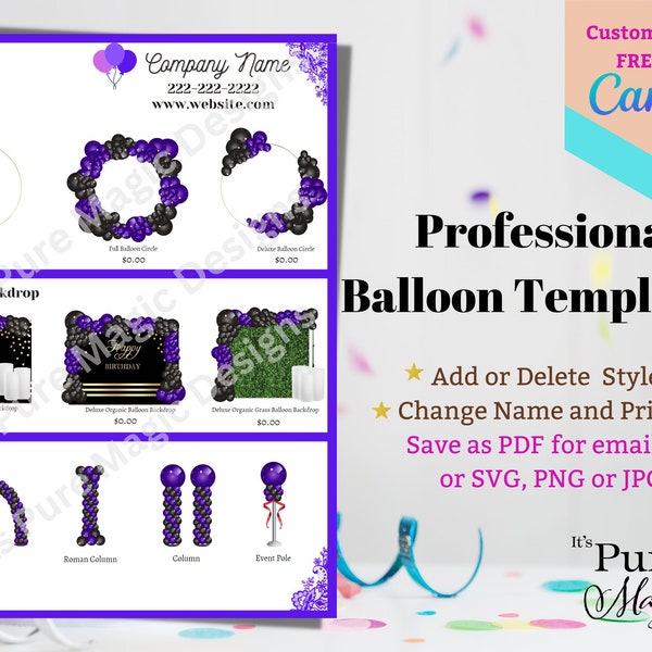 Balloon Price Sheet Etsy
