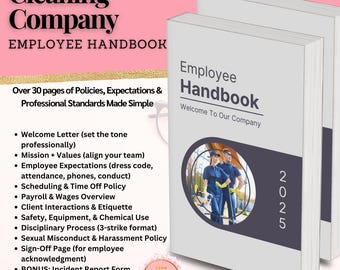 Podręcznik dla pracowników firm sprzątających | Edytowalny podręcznik zasad (do pobrania w formacie PDF)