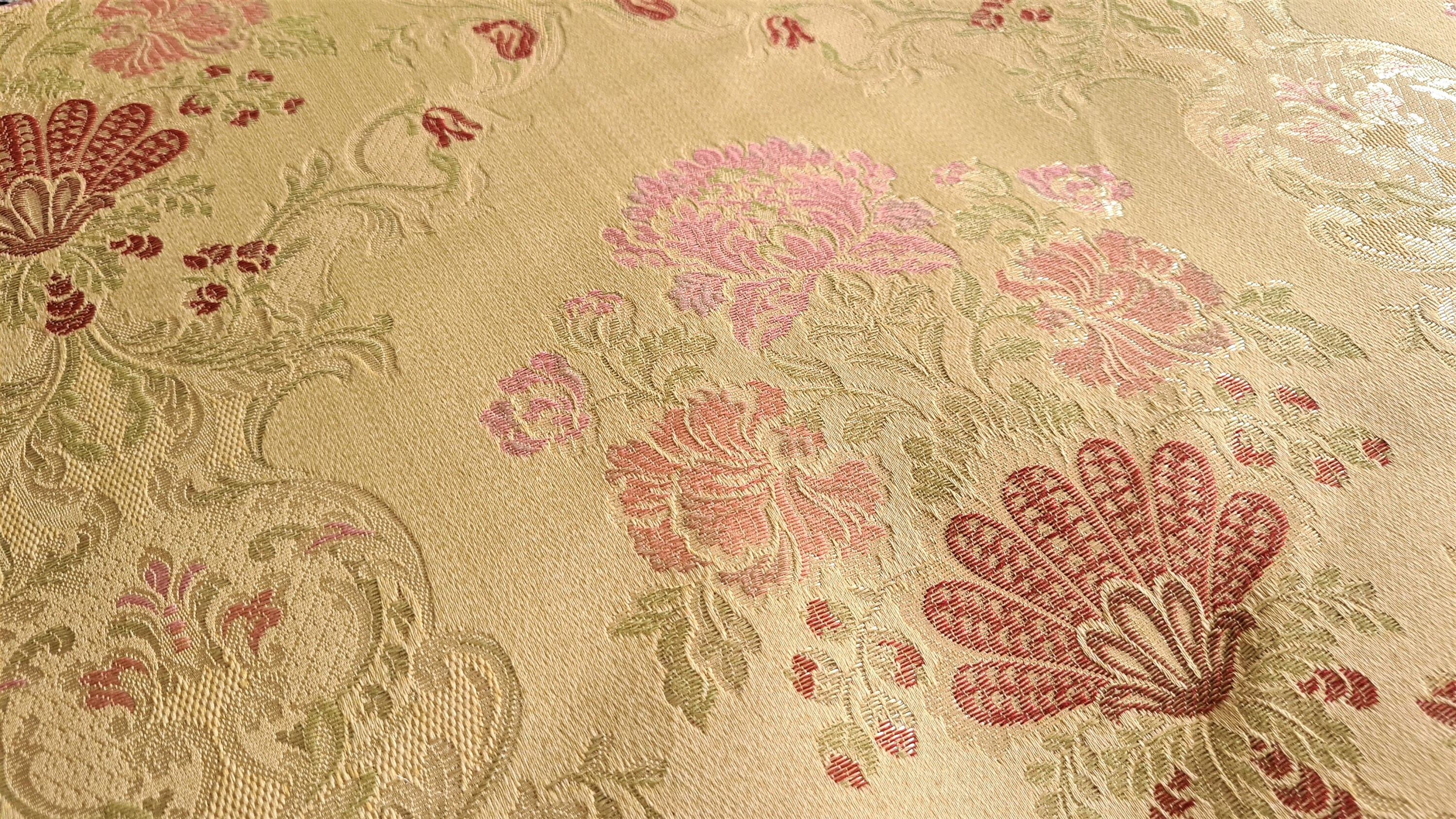 Gold Silk Damask Fabric Floral Design Fabric Exclusive Etsy UK