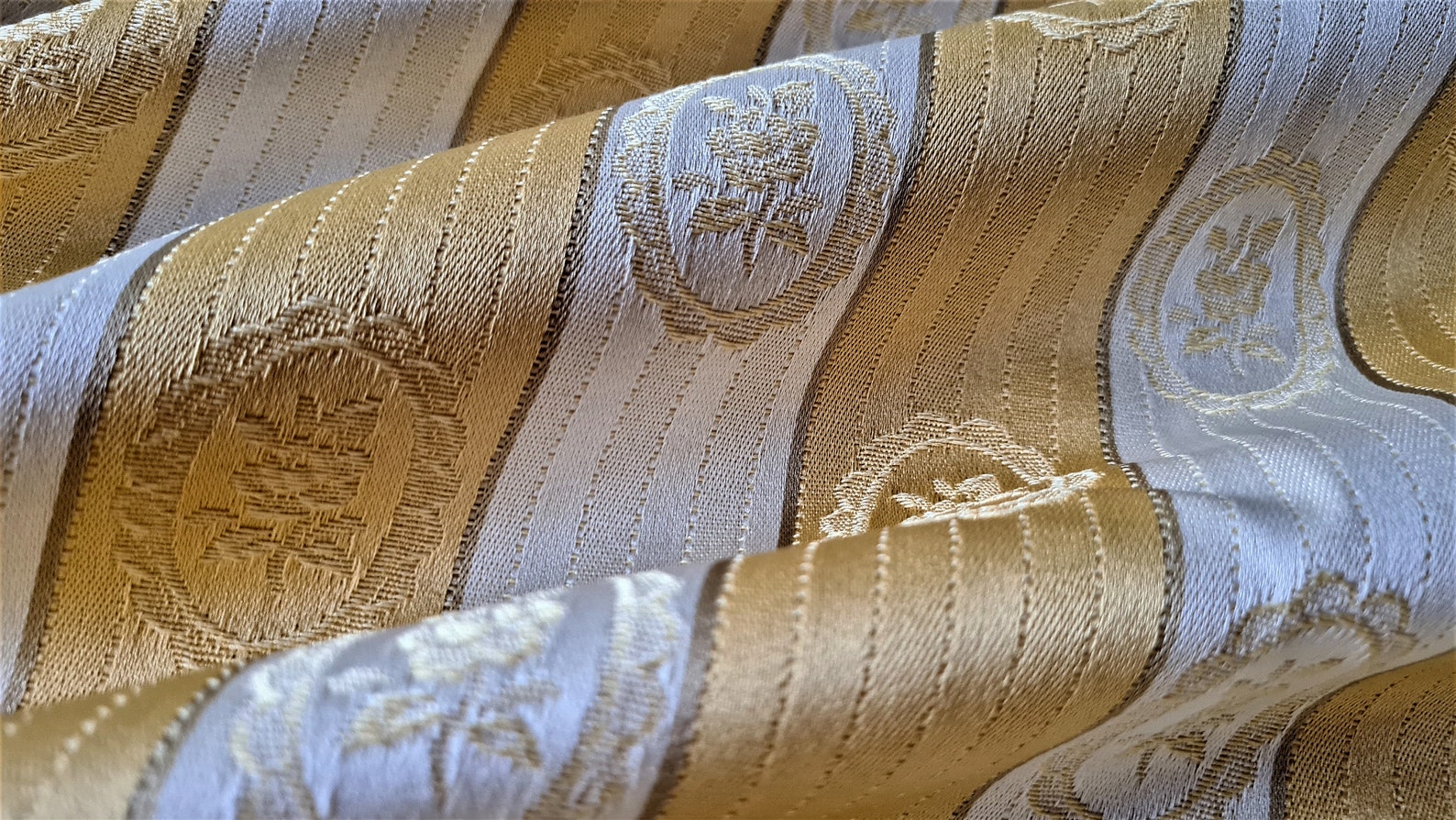 Gold Damask Fabric Sofa Covering Fabric Gold Silk Damask Etsy UK