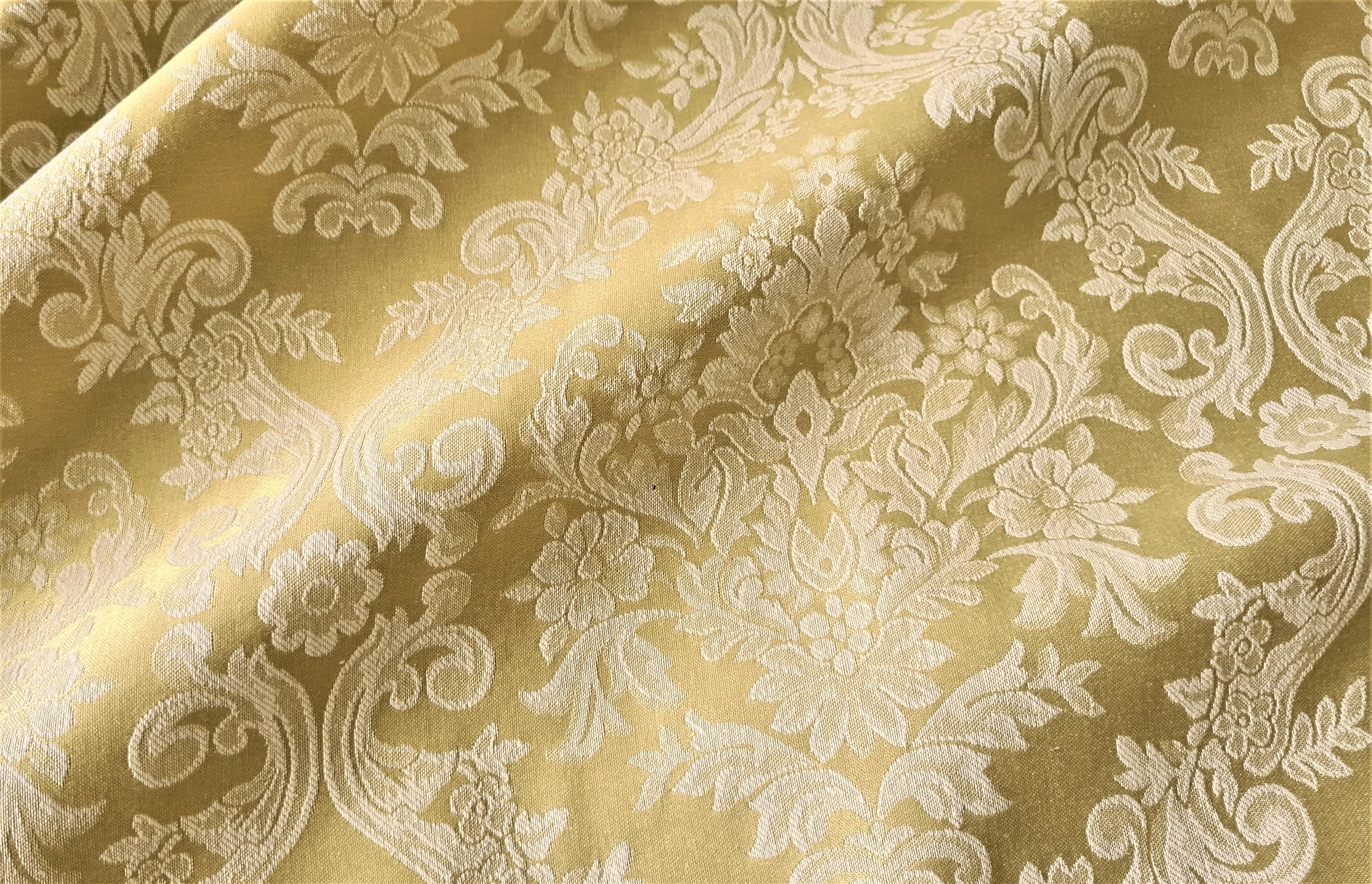 Gold silk damask fabric floral design fabric exclusive - Etsy 日本