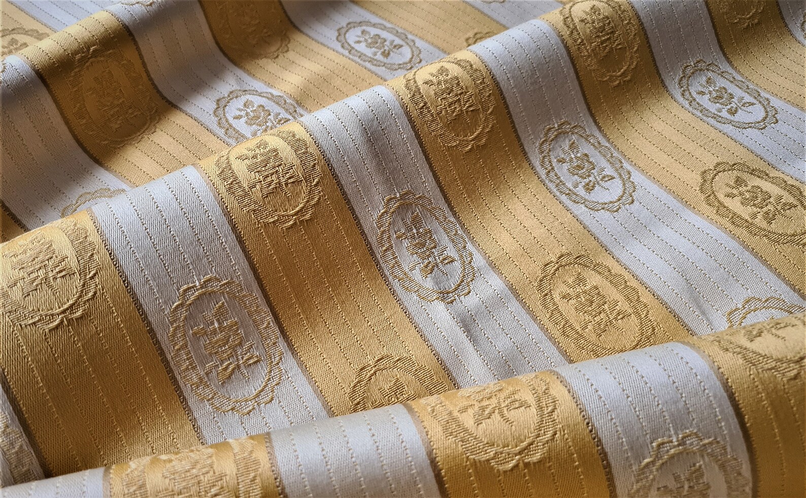 Gold Damask Fabric Sofa Covering Fabric Gold Silk Damask Etsy UK