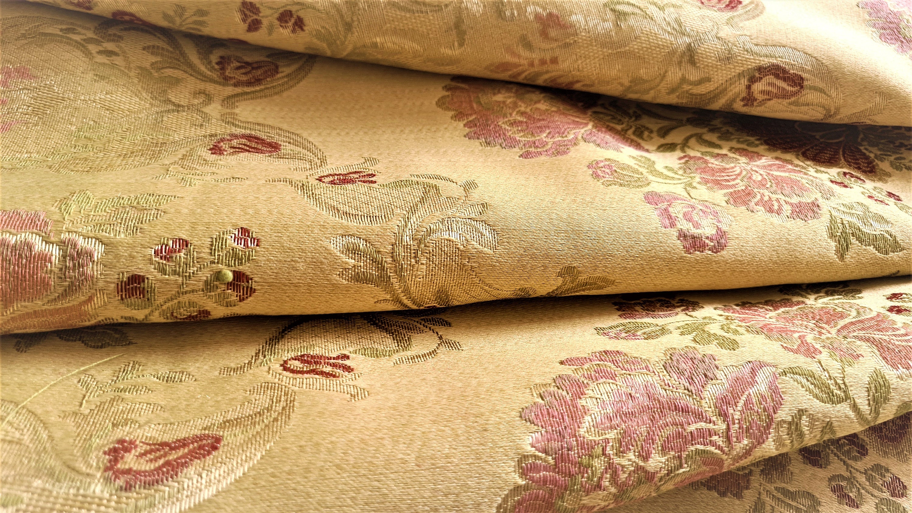 Gold Silk Damask Fabric Floral Design Fabric Exclusive Etsy UK