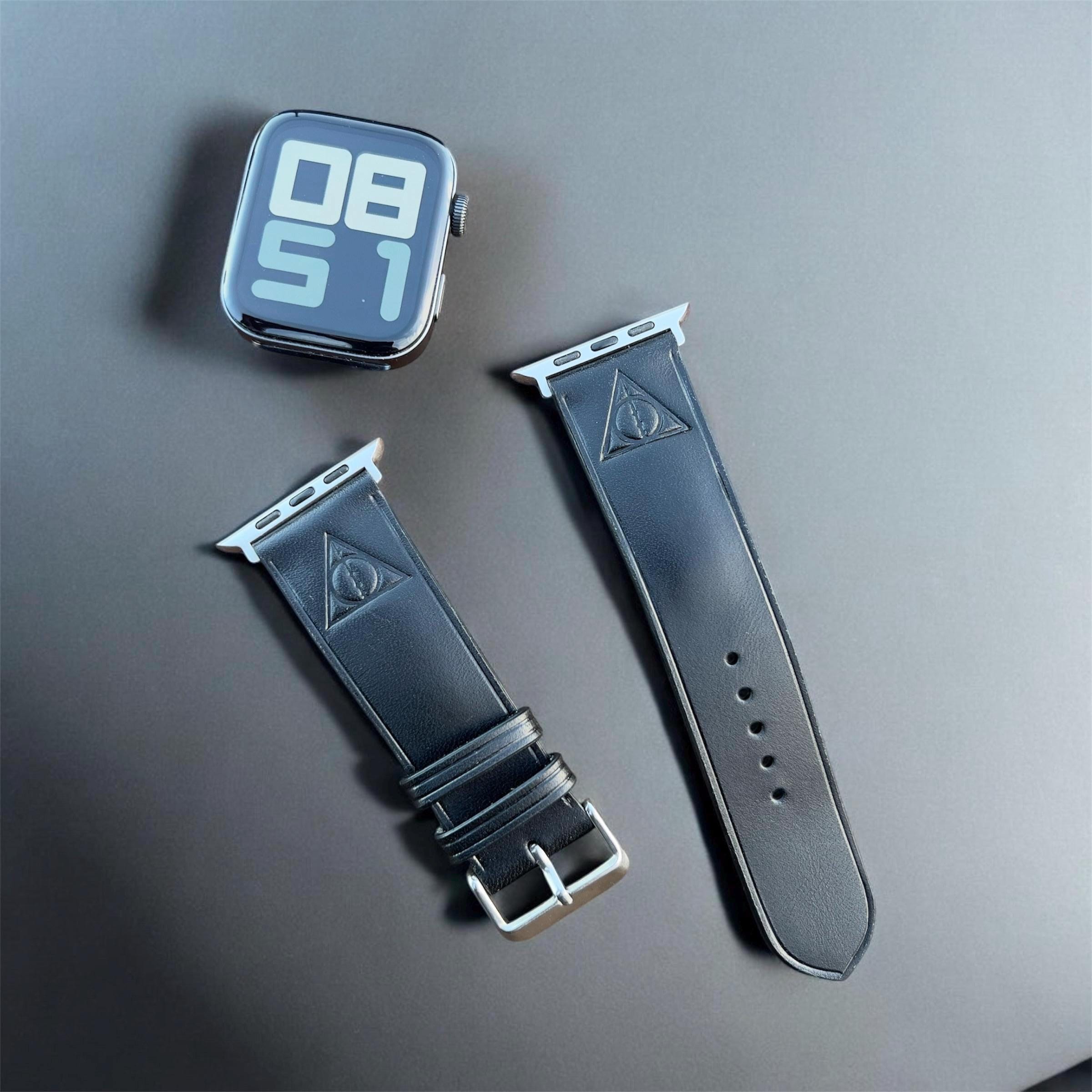Embossed Triangle Leather Apple Watch Band – Handmade Gothic Strap - Etsy