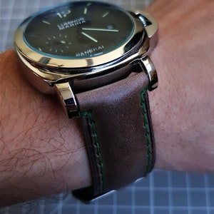 brutal men&#39;s wide watch strap. leather watch strap for panerai. 26 mm 24mm
