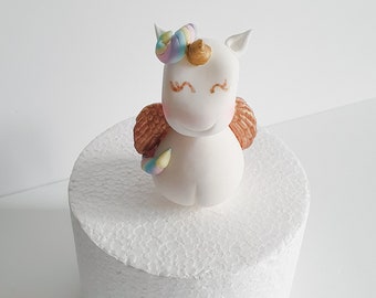 Unicorn Rainbow Cake Topper Personalised Handmade Icing Fondant Kids Birthday Party, cupcake decoration,baby shower