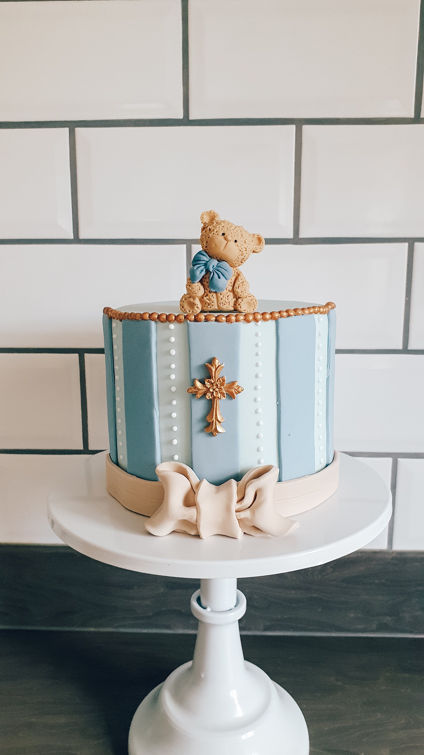 Blue Bear Cake Topper With Gold Balls - Baby Shower & Birthday Party ...