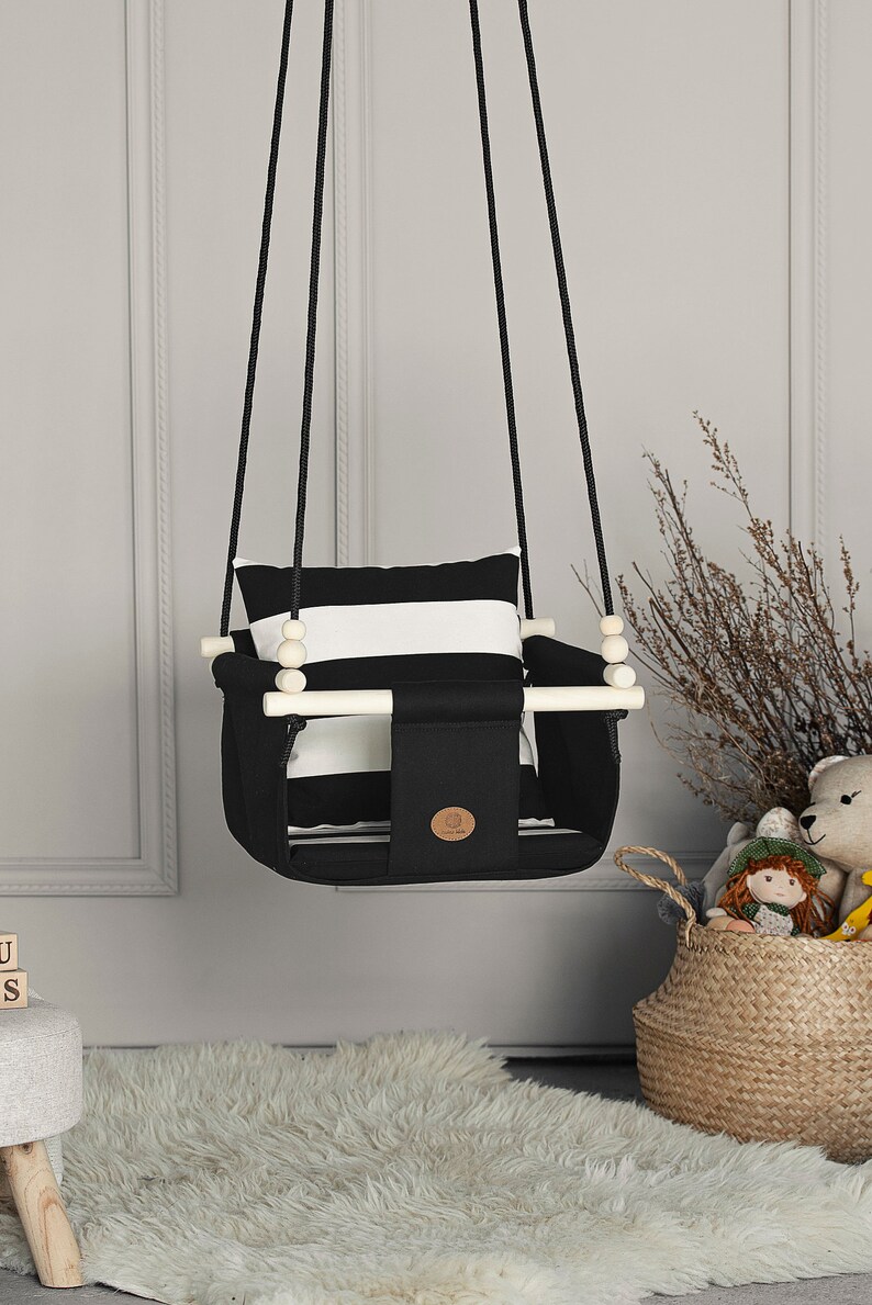 Monochrome Toddler and Baby swing Black white indoor swing Etsy