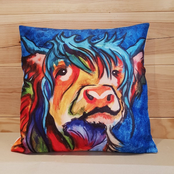 Coussin vache - housse de coussin  - peinture d'animaux