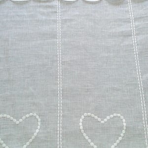 curtain curtain breeze bise in unbleached linen with its embroidered hearts- height 89 cm
