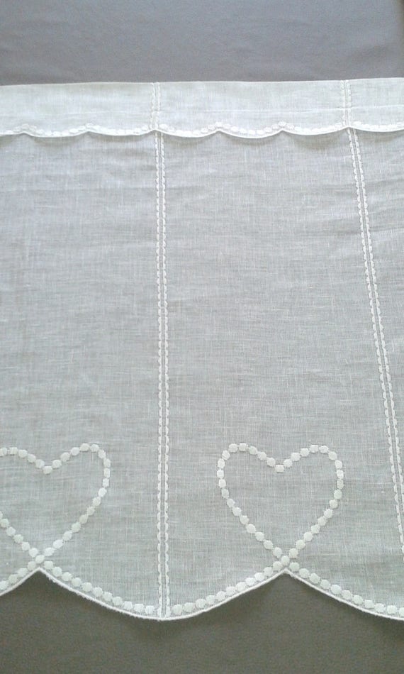 Rideau Voilage Brise Bise En Lin Ecru Avec Ses Coeurs Etsy