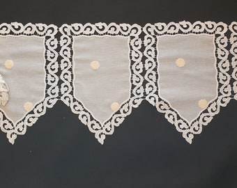 rideau brise bise blanc et écru lin et polyester - hauteur 30 cm.