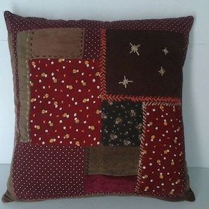 pillow cover - embroidered velvet patchwork cushion cover 50 x 50