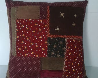 pillow cover - embroidered velvet patchwork cushion cover 50 x 50