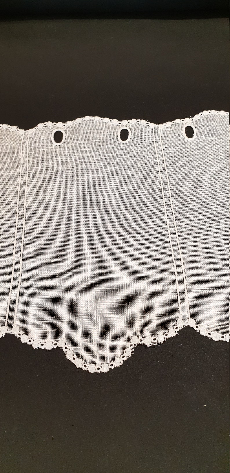 rideau brise bise lin et polyester blanc brodé hauteur 30 cm image 2