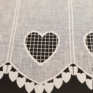 rideau brise bise blanc incrustation guipure coeur hauteur 30 cm rideaux coeur image 4