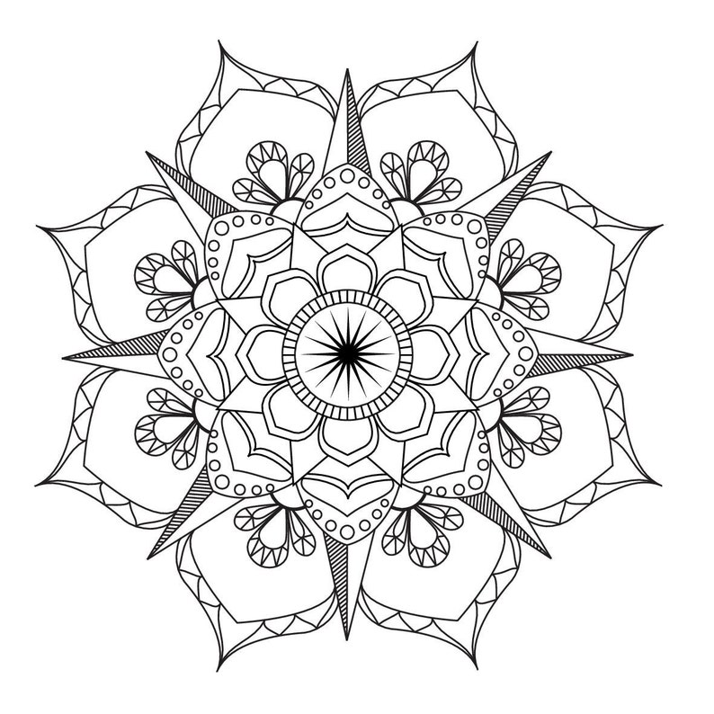 Flower Mandala-Coloring page-Adult coloring-art-therapy-pdf | Etsy