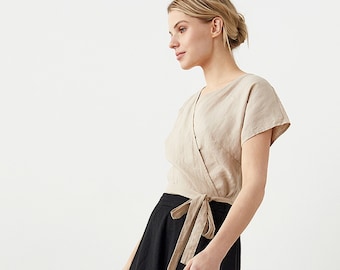 トップス ito_fukuoka volume sleeve linen tops LINEN SHORT SLEEVE TOP – US. Artisan Marketplace