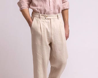Vintage Pleated 80s Office Trousers / Unisex Men High Rise