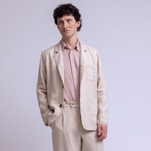Heavy-linen jacket top for men, classical linen jacket with patch pockets, linen blazer, casual linen jacket, washed linen jacket LIVERPOOL