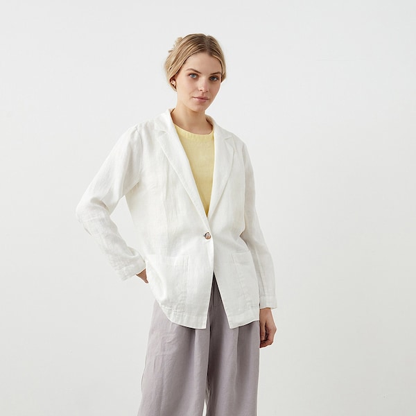 Veste en lin naturel pour femme avec poches en lin lituanien, blazer en lin, veste en lin pour femme