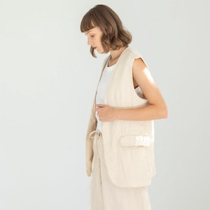 Long linen vest, linen waistcoat, summer vest women, linen vest with pockets, plus size linen vest, oversized vest, suit vest NOTO