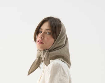 Pañuelo de lino triangular, diadema de lino, pañuelo en la cabeza para mujer, pañuelo de pelo de verano BEE