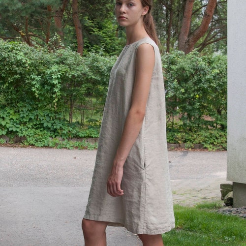 Pockets Linen Tunic Dress Linen Shift 