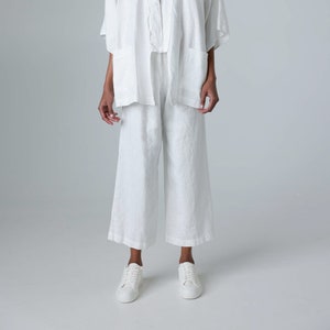 Linen kimono jacket with raw-edge details, linen jacket for women with kimono sleeves FUDO image 2