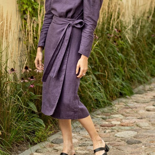 Linen wrap skirt, organic linen skirt, midi skirt SOUL