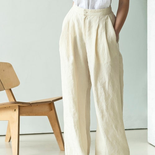 Linen Palazzo Pants Wide Leg Linen Pants High Waist Pants - Etsy